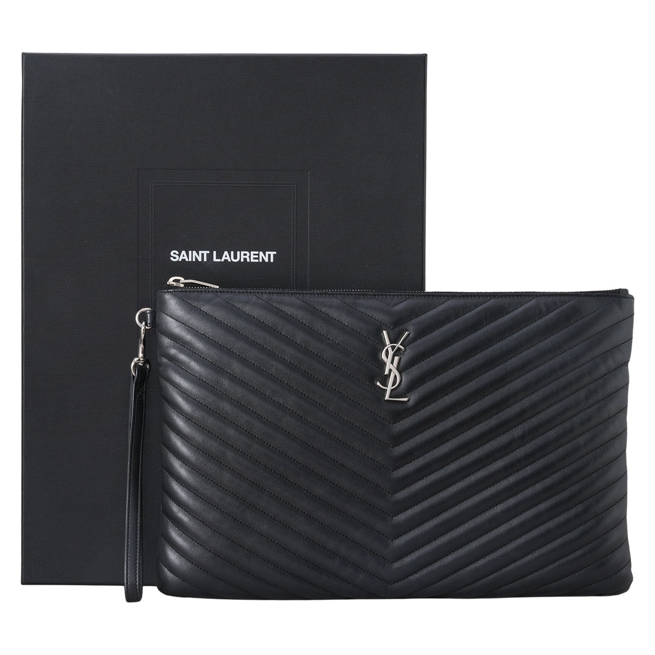 YVES SAINT LAURENT(USED)생로랑 440222 모노그램 쉐브론 클러치